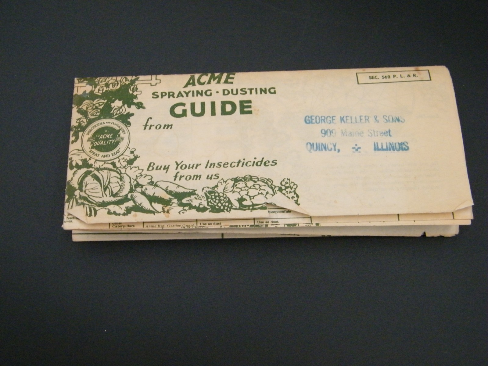 Vintage 1960’s-70’s Acme Spraying Dusting Guide For Gardens & Lawns Brochure