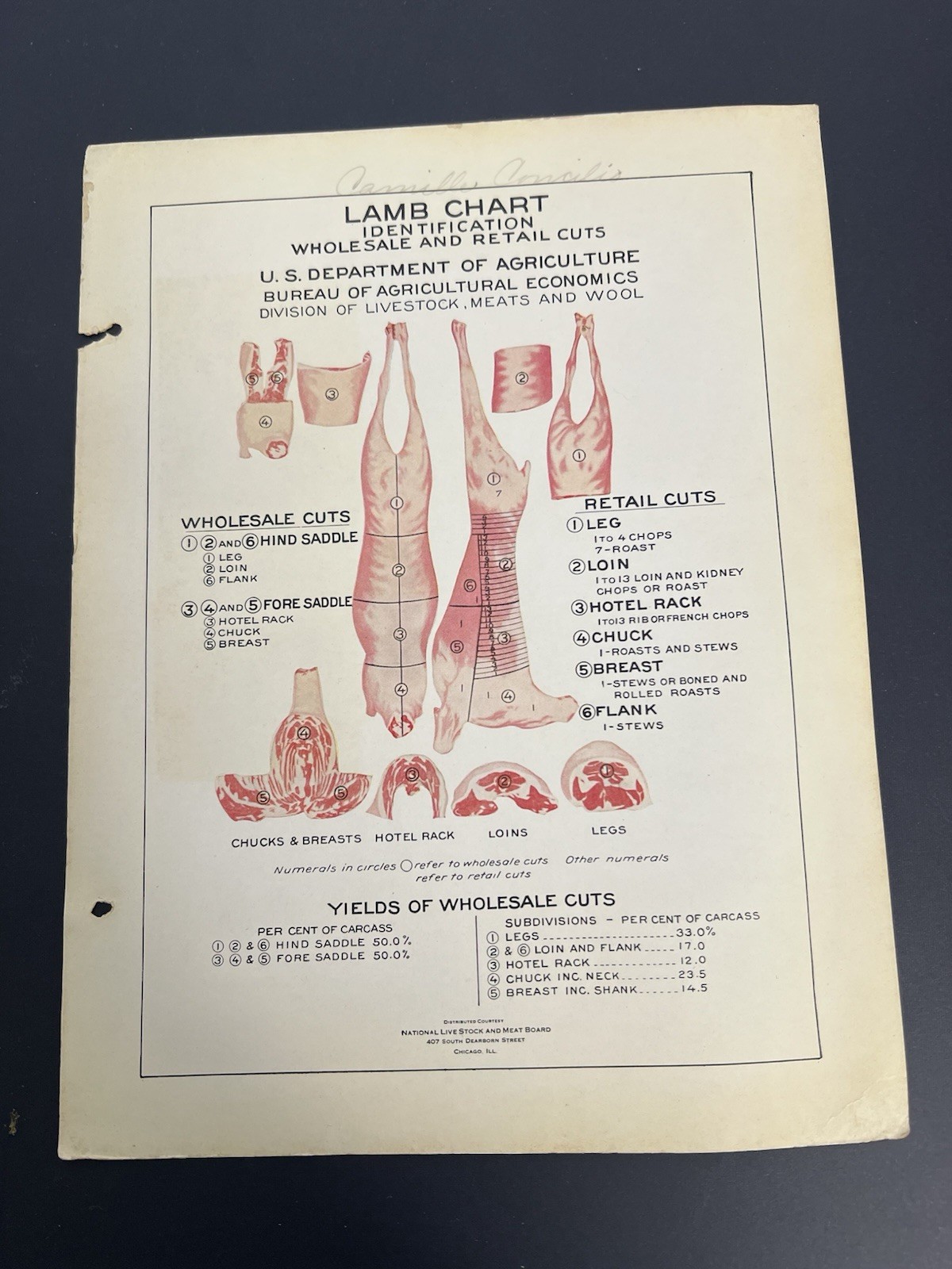 Vintage Dept. Agriculture Pork Veal Beef & Lamb Charts, Cuts & Uses Set Of 4