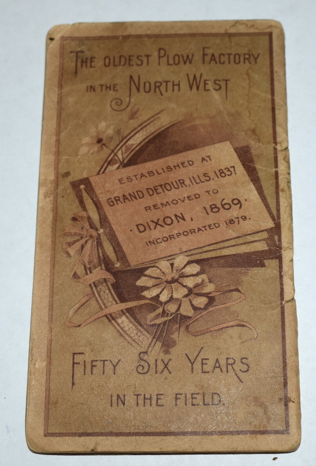 RARE 1893 GRAND DETOUR IL FARM IMPLEMENT TRACTOR ADVERTISING CALENDAR LEDGER