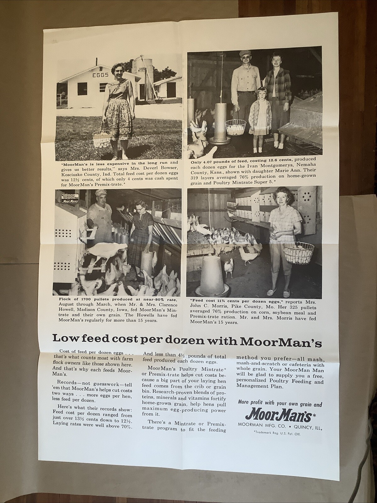 Vintage Moor Man’s Poster Quincy Illinois Low Feed Costs INV-AA01Z