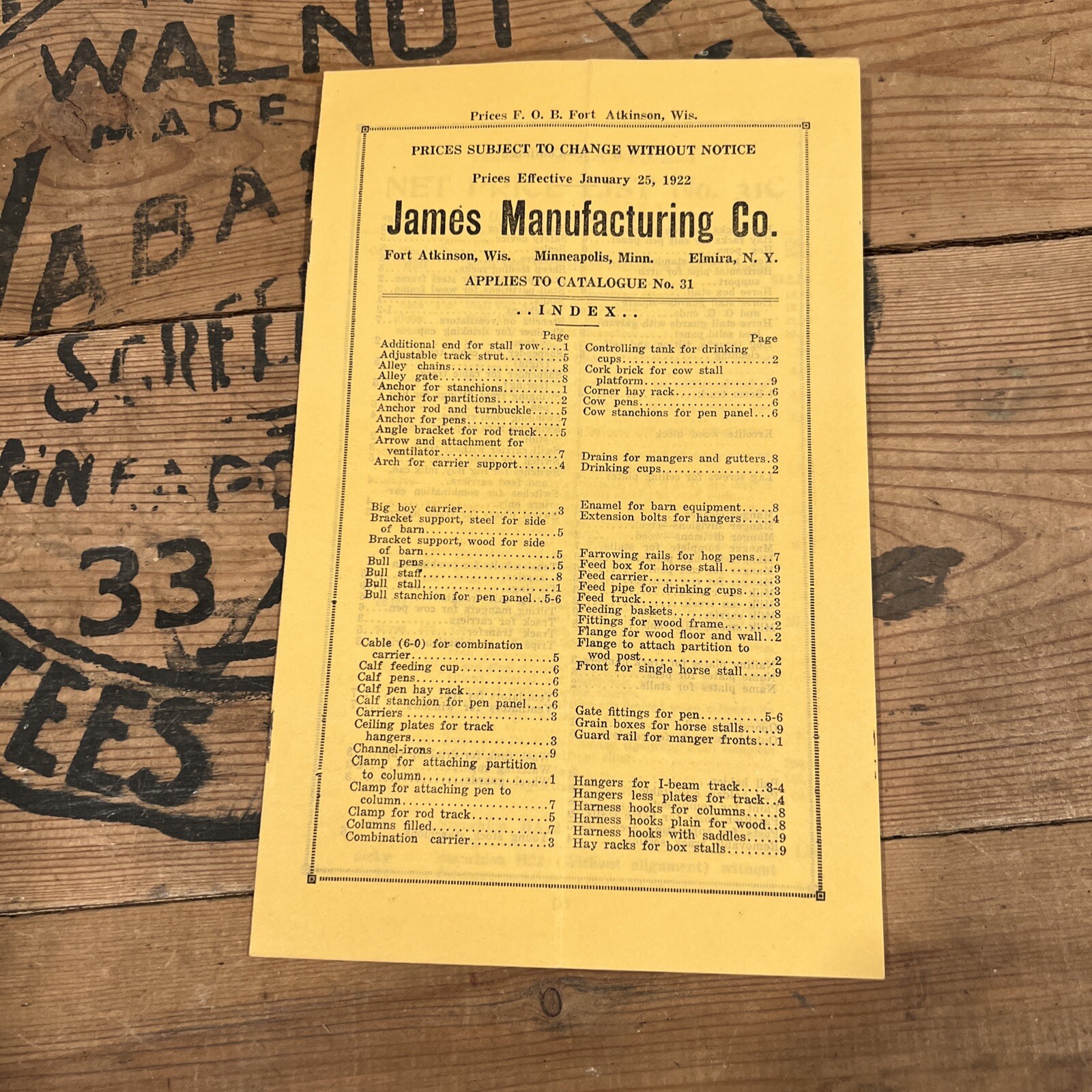 1922 James Mfg Jamesway Paper Lot Brochures Letterheads Appleton WI Elmira NY