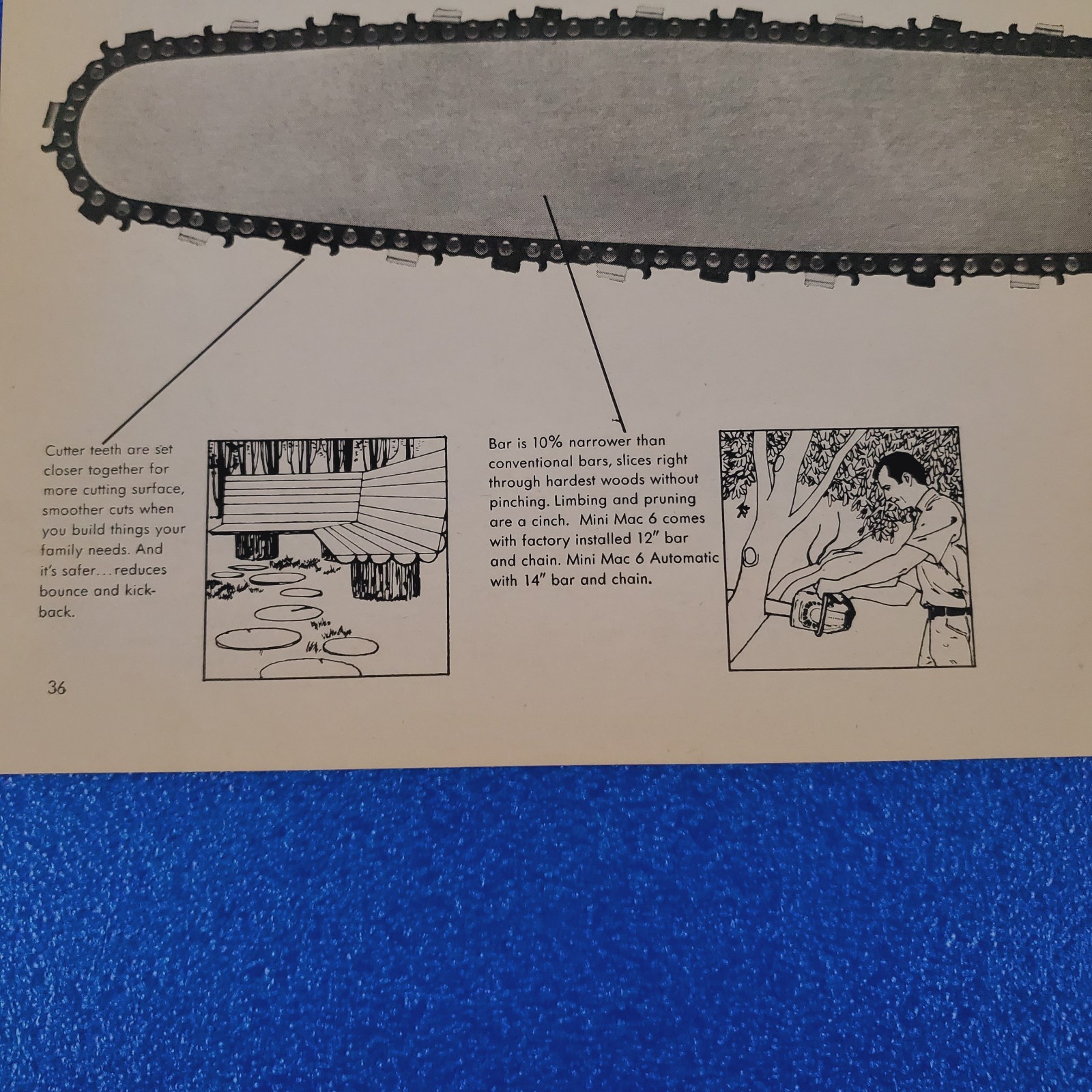 1970 McCULLOCH MINI MAC 6 CHAIN SAW ORIGINAL 2 PAGE PRINT AD “GETS THE JOB DONE”