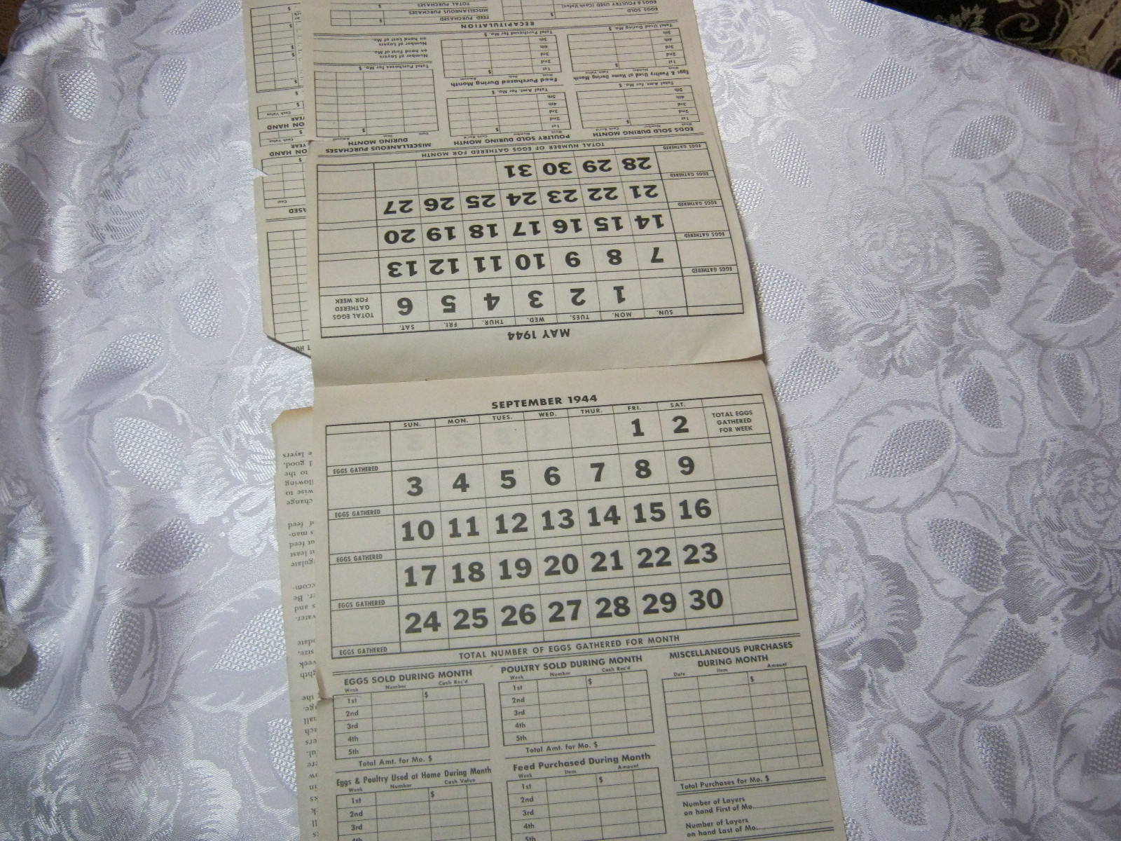 SEYMOUR CHICKS 1944 PROFIT RECORD 1940’S VIntage Farming Adv Brochure Calendar
