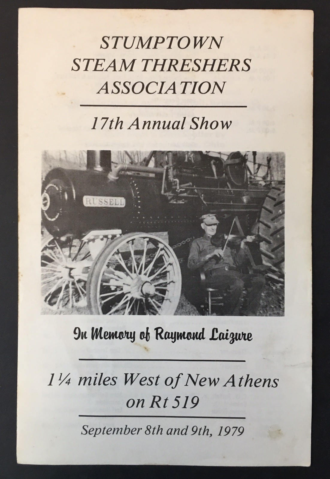 Stumptown Steam Threshers Association Annual Show Program 1979 Ohio Tractors