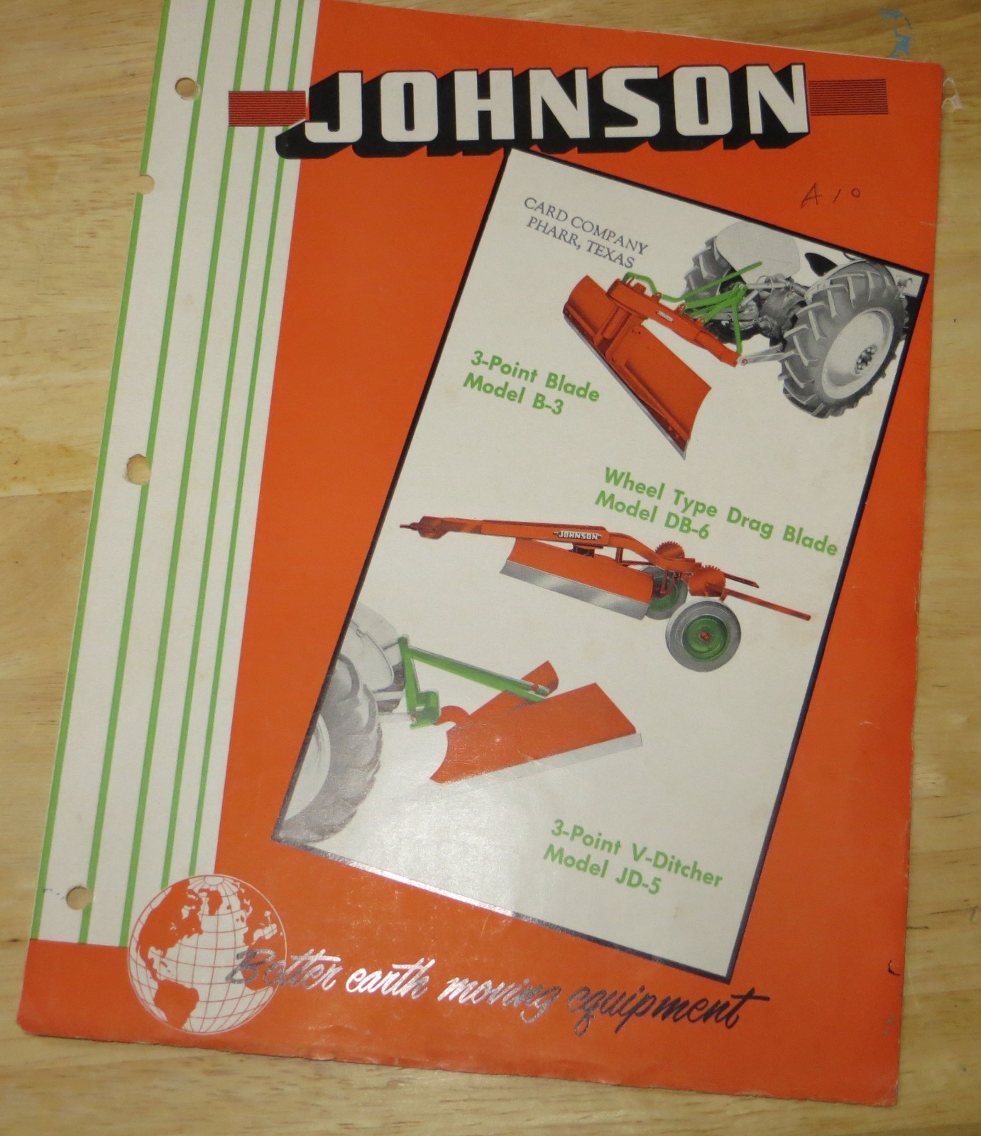 Johnson Farm Tractor Implement Ditcher Blade – Sales Brochure 1940’s
