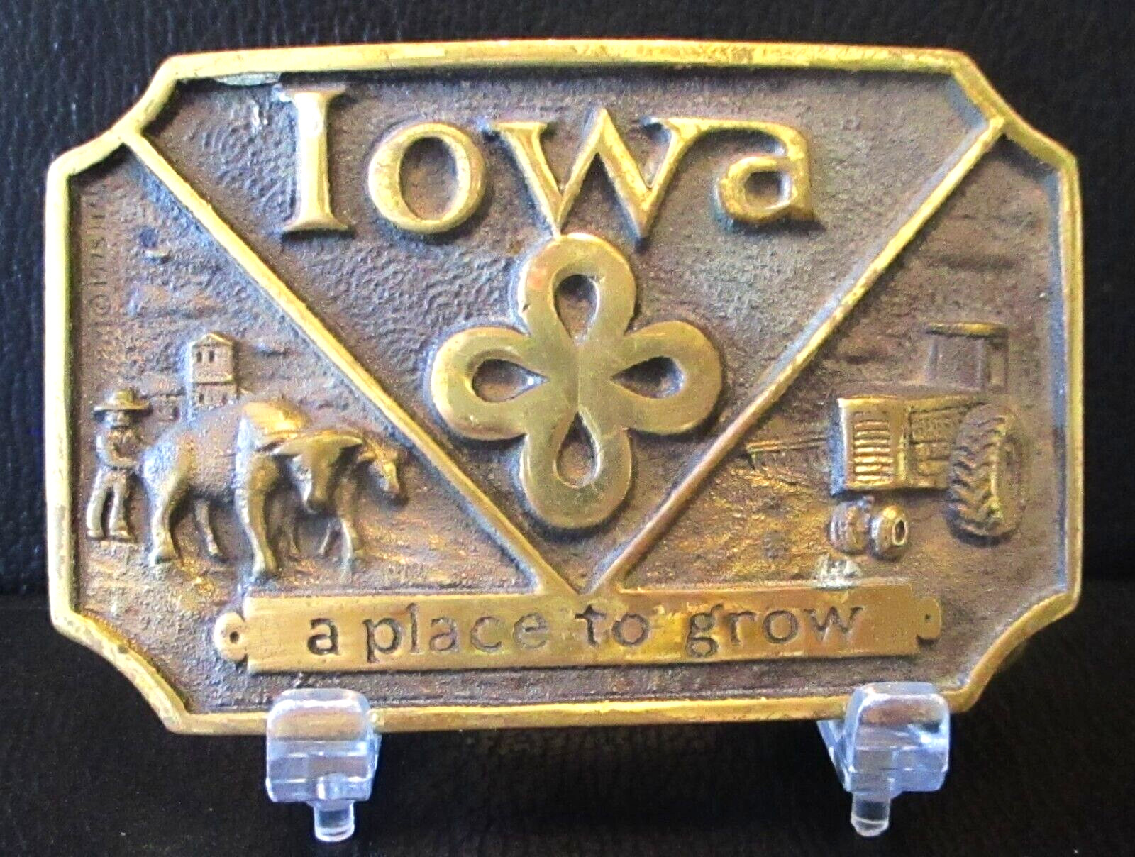 Iowa Tractor Oxen Farmer Grow Heritage Registered Collection Belt Buckle 1978 IA