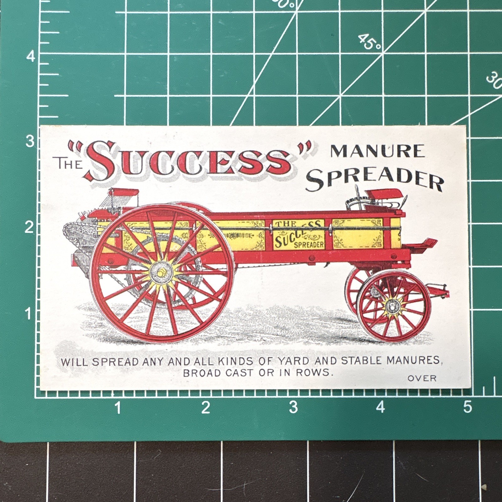 Kemp & Burpee Mfg. Co. Agriculture Trade Card “The Success” Manure Spreader