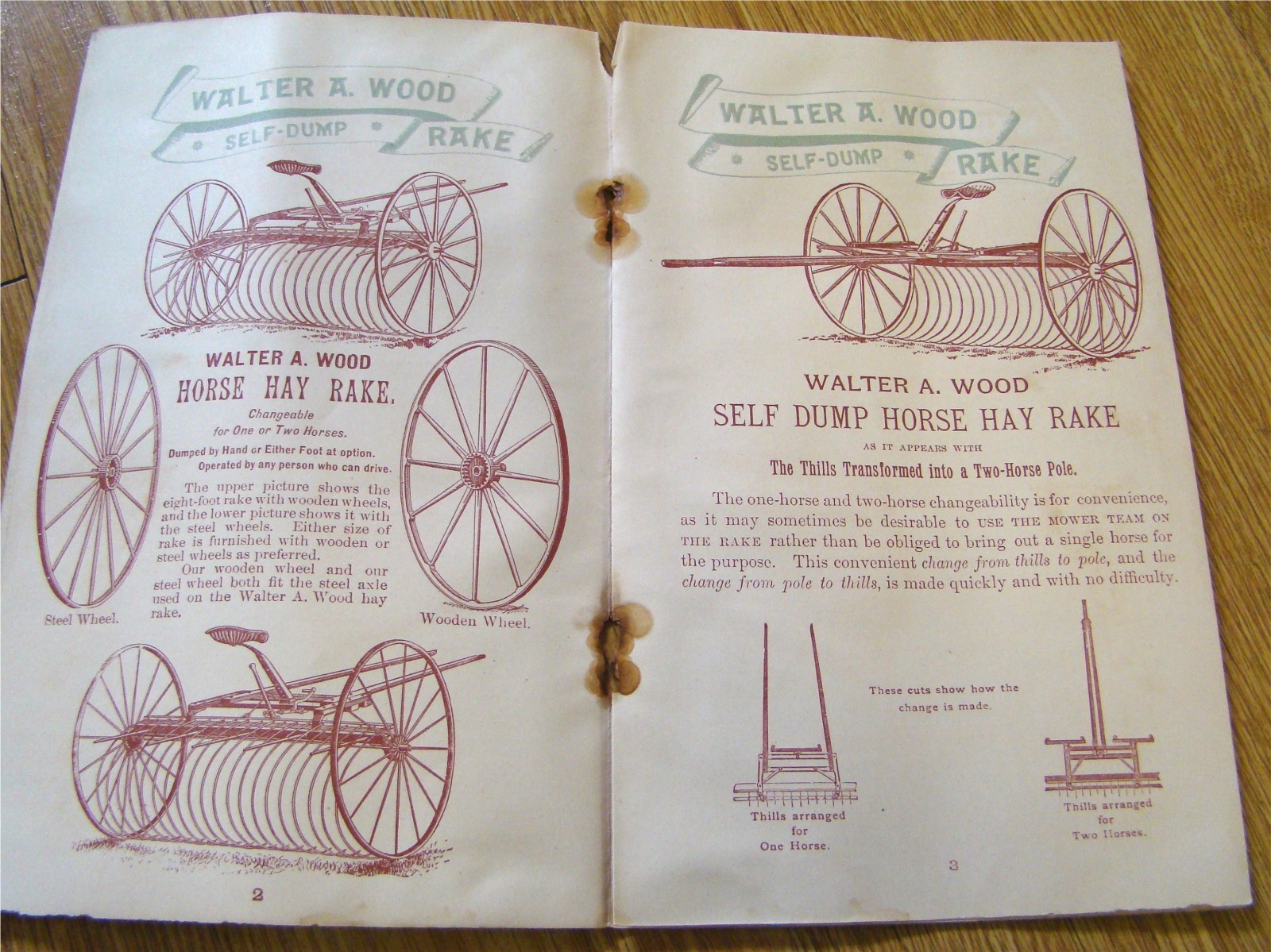 1800’s Wood Horse Drawn Hay Rake Catalog Antique Farm Implement old farming
