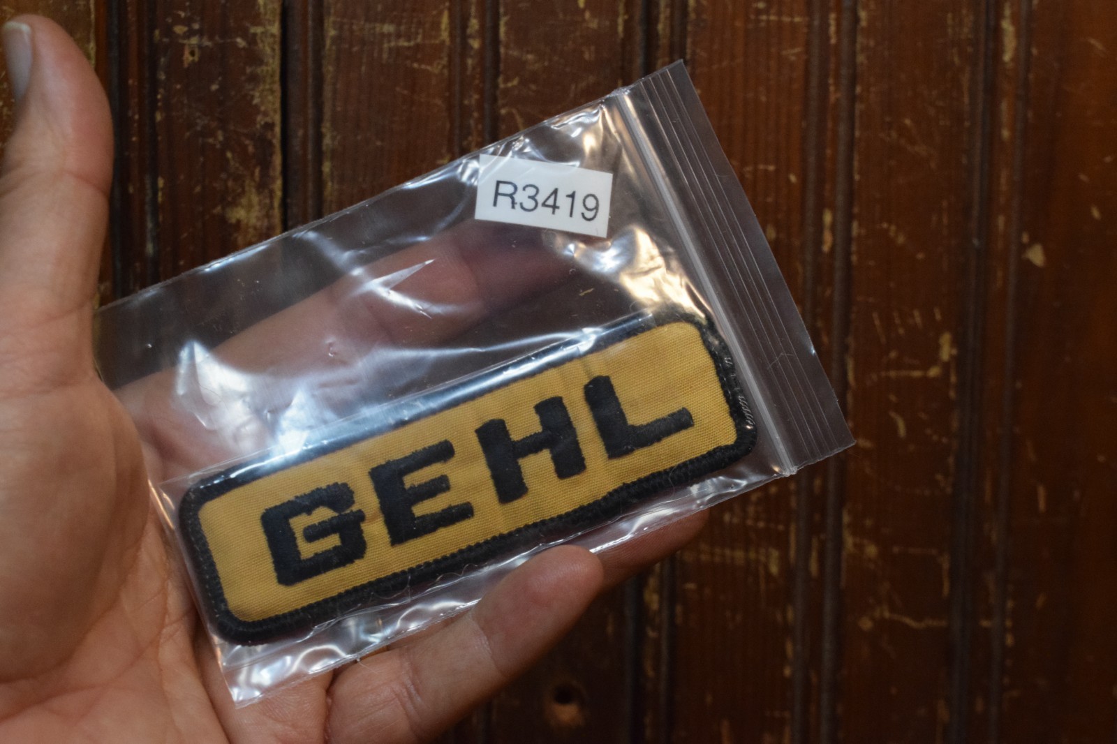 GEHL SKID LOADER EQUIPMENT EMBROIDERED CLOTH DEALER PATCH LOGO SIGN 4″ 1970s