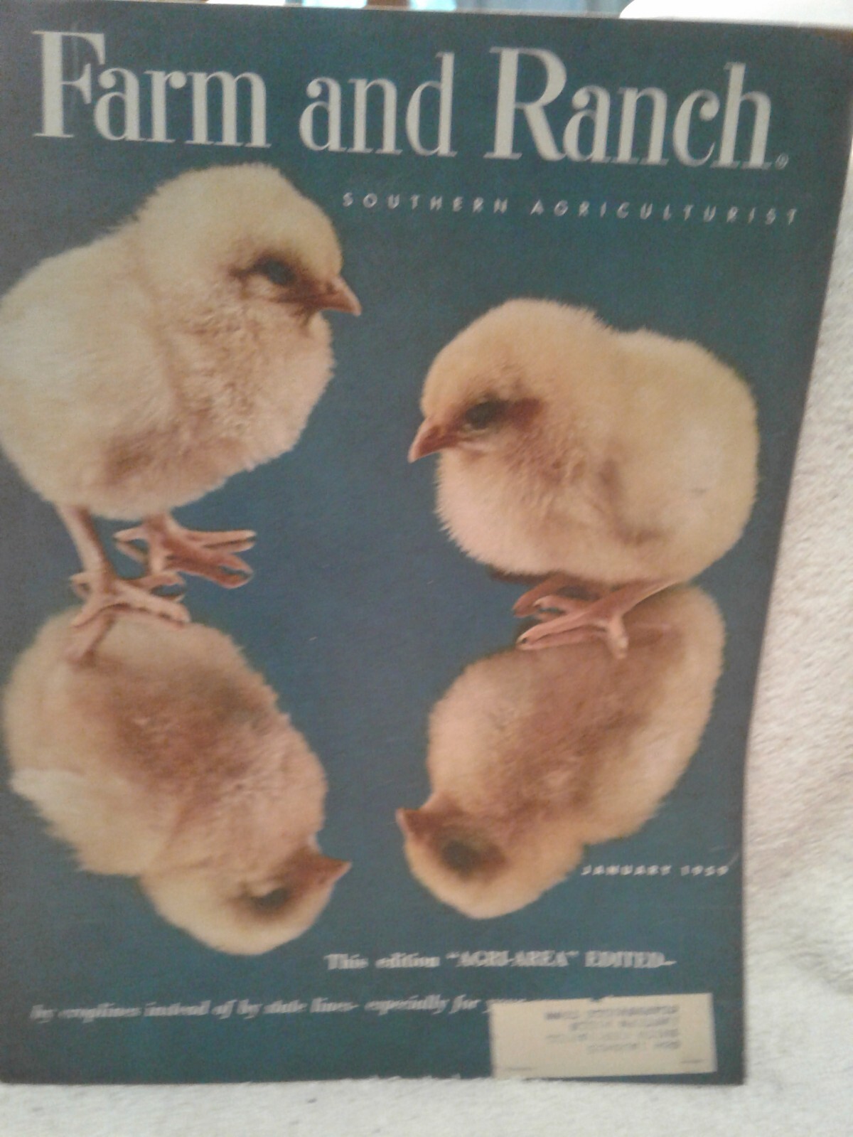 January 1959 FARM & RANCH mag SOUTHERN AGRICULTURIST adver edition 4 chickens