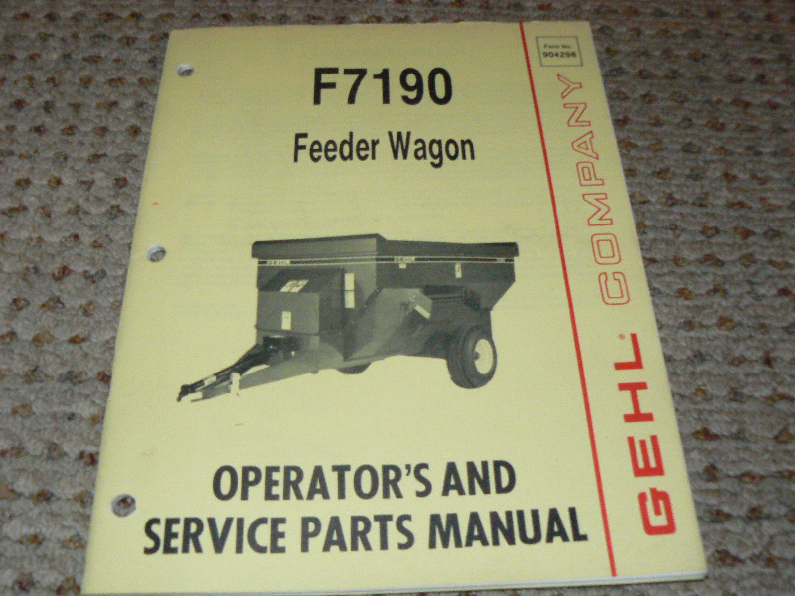 Gehl F7190 Feeder Wagon Dealer’s Parts Book