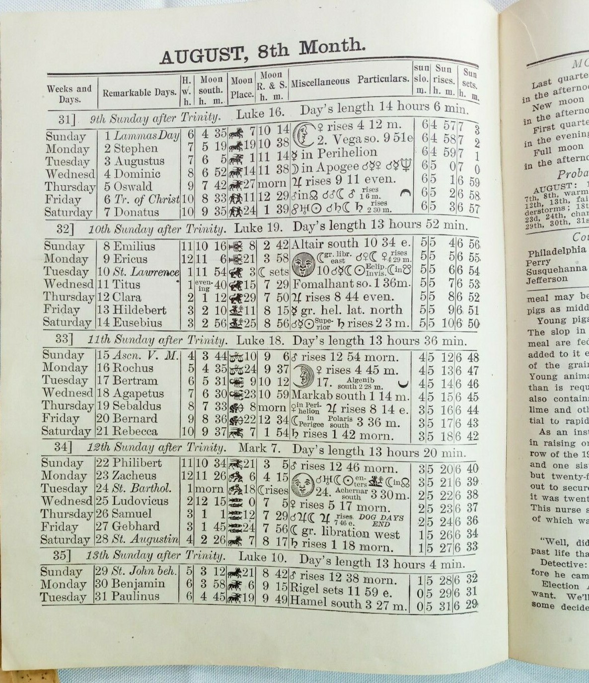 Vintage 1915 John Bear Baer’s Agricultural Almanac Lancaster PA Antique Farmers