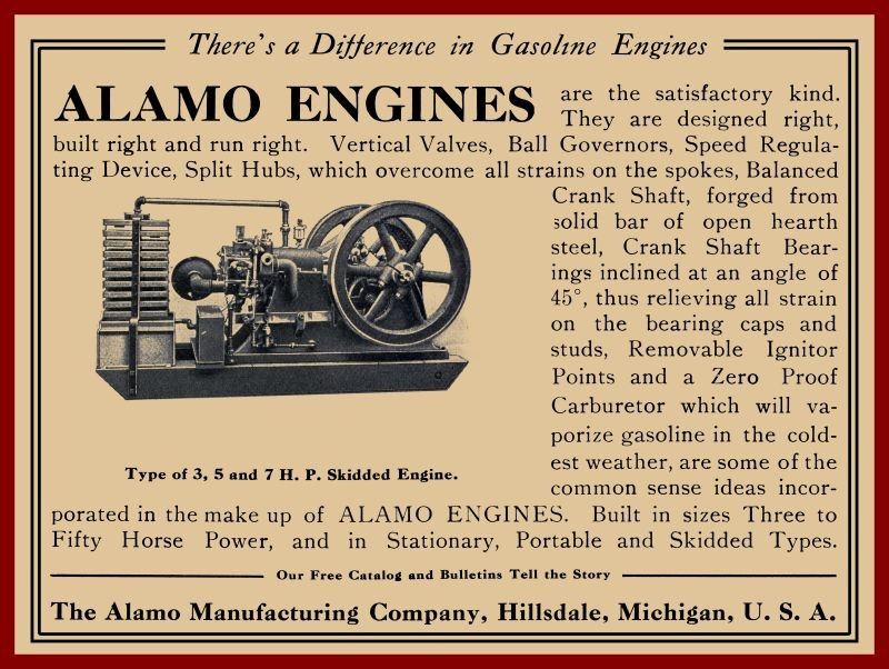 1908 Alamo Gas Engines of Hillsdale, Michigan NEW METAL SIGN: 12×16″