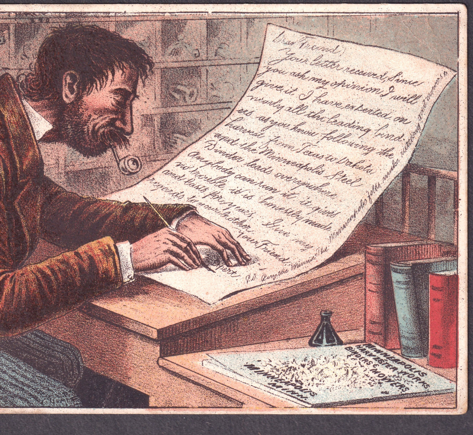 Antique Minneapolis Steel Binder 1880’s Minnie Farm Poem Advertising Trade Card