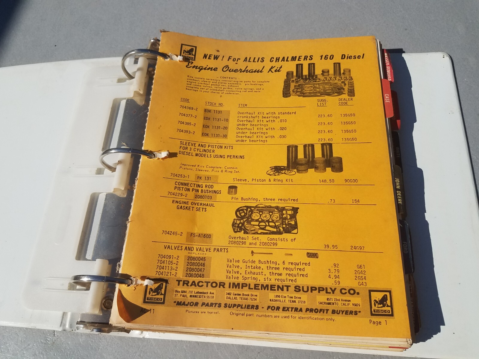 1970s Tractor Implement Supply Co. Parts Book John Deere Ford Allis Chalmers IH