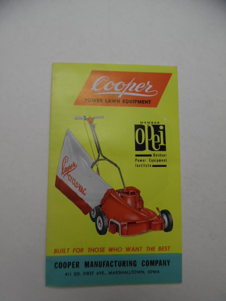 c.1971 Cooper Mfg Co Lawn Mower Catalog Brochure Klipper Marshalltown IA Vintage