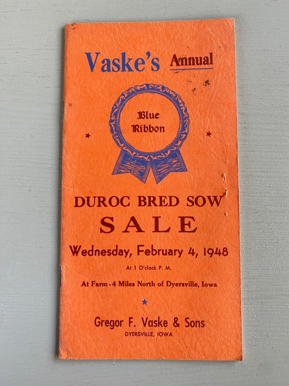 Vintage Duroc Bred Sow Hogs Pigs Sale Catalog Book Dyersville Iowa 1948 Farm Ag