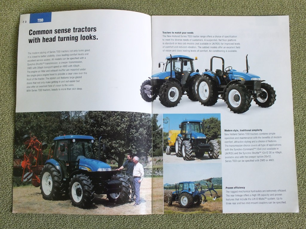 NEW HOLLAND TDD Agricultural Tractor Farm Equipment Brochure 2004