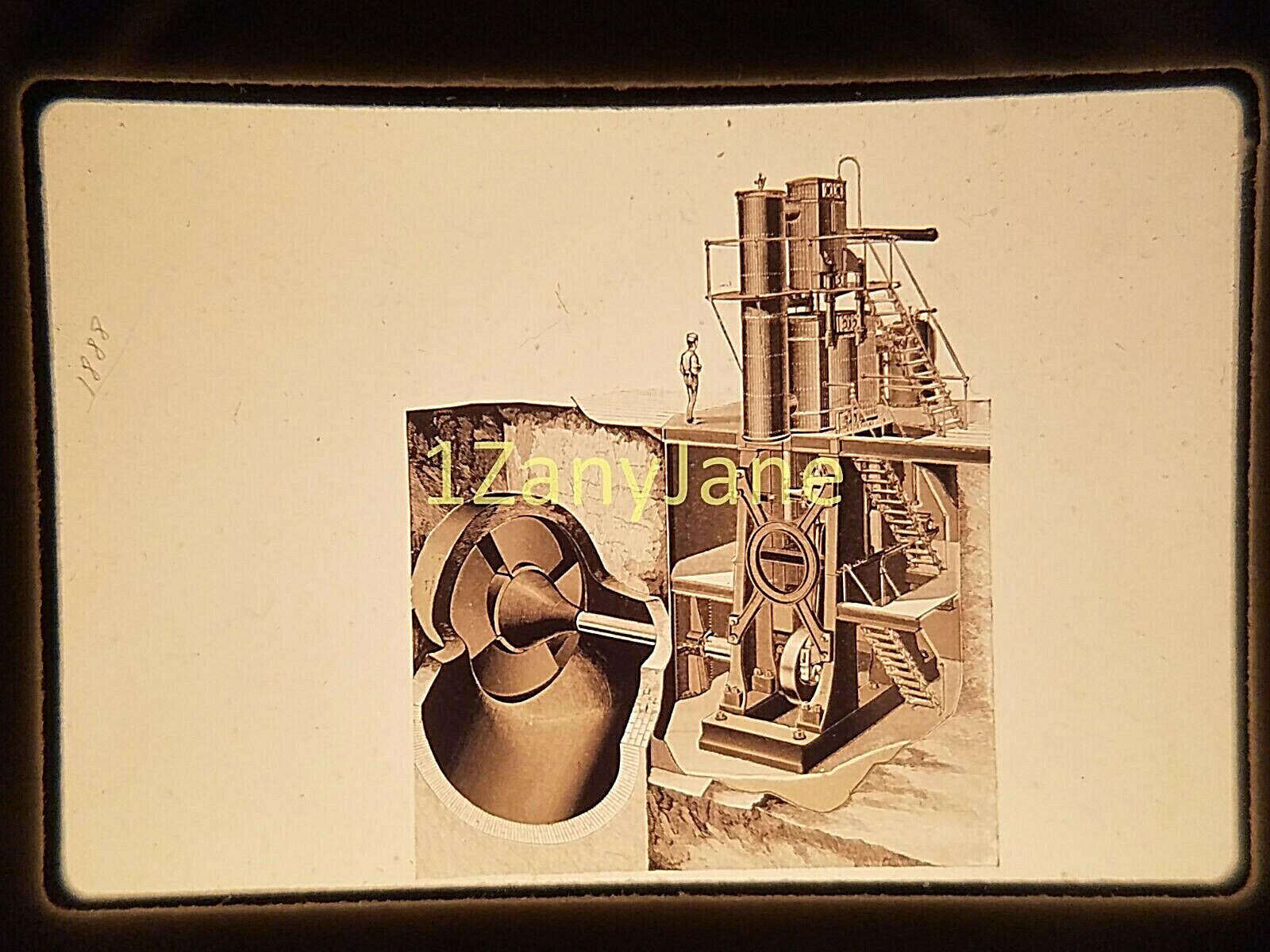AC0107 35mm Slide of an ALLIS CHALMERS MEDIA WORLD’S FAIR 1888 UNDERGROUND DRILL