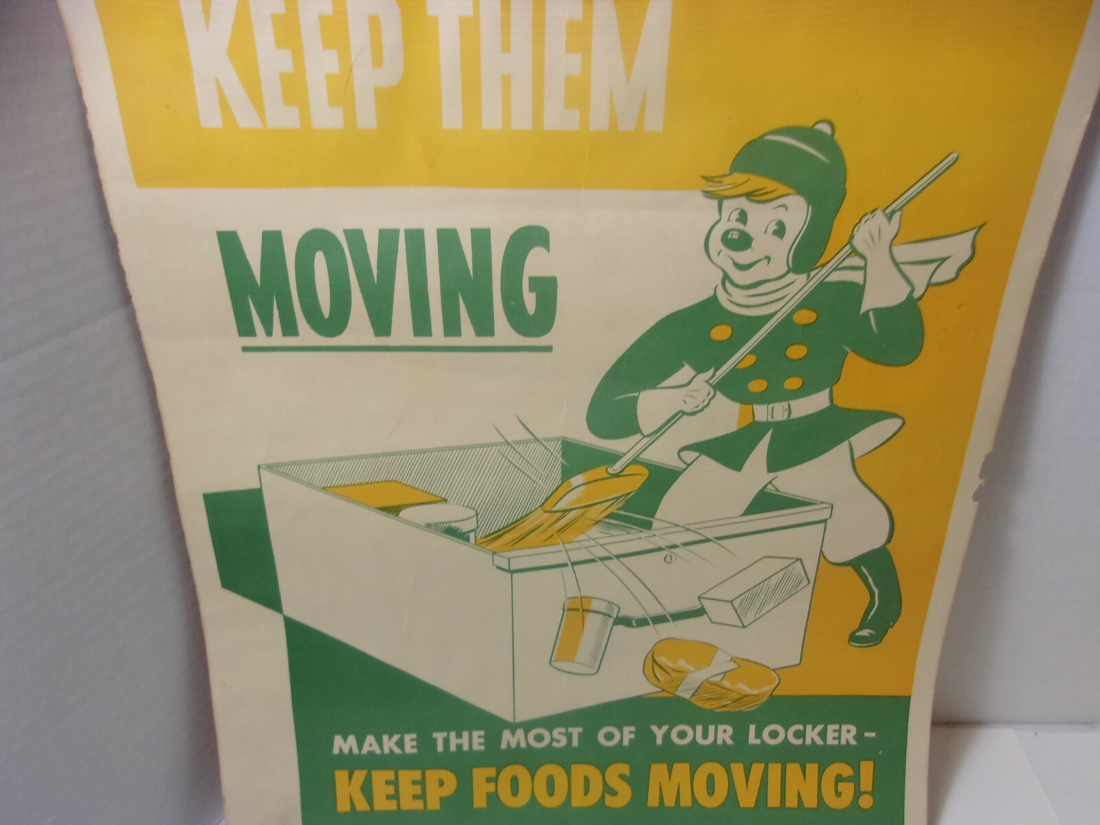 1950’s Vintage Meat Locker Butcher Shop Ad Farm Cattle Beef Paper Sign Poster