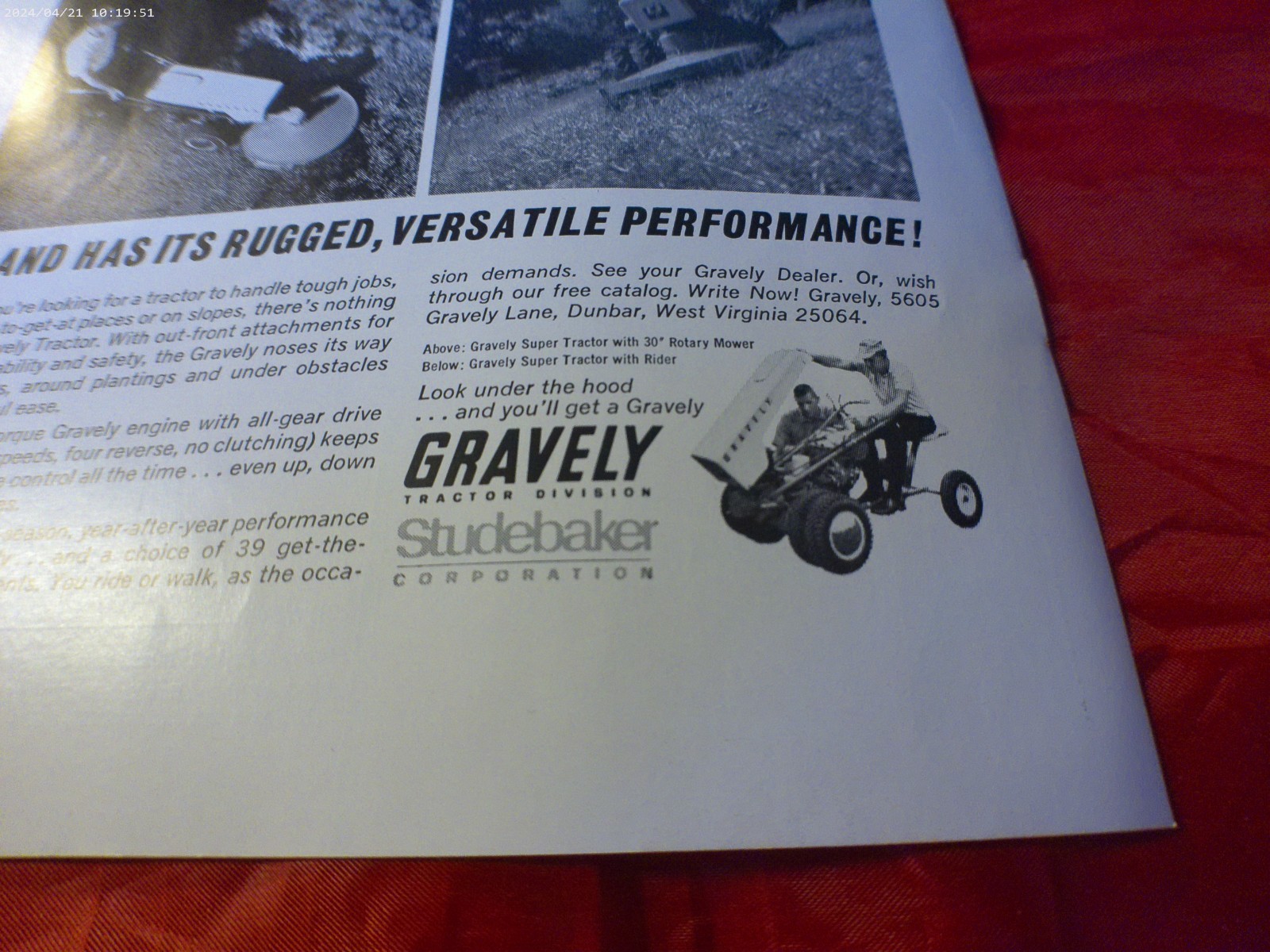 1966 Gravely Tractor Mowers Printed Ad 6 1/2″x10″
