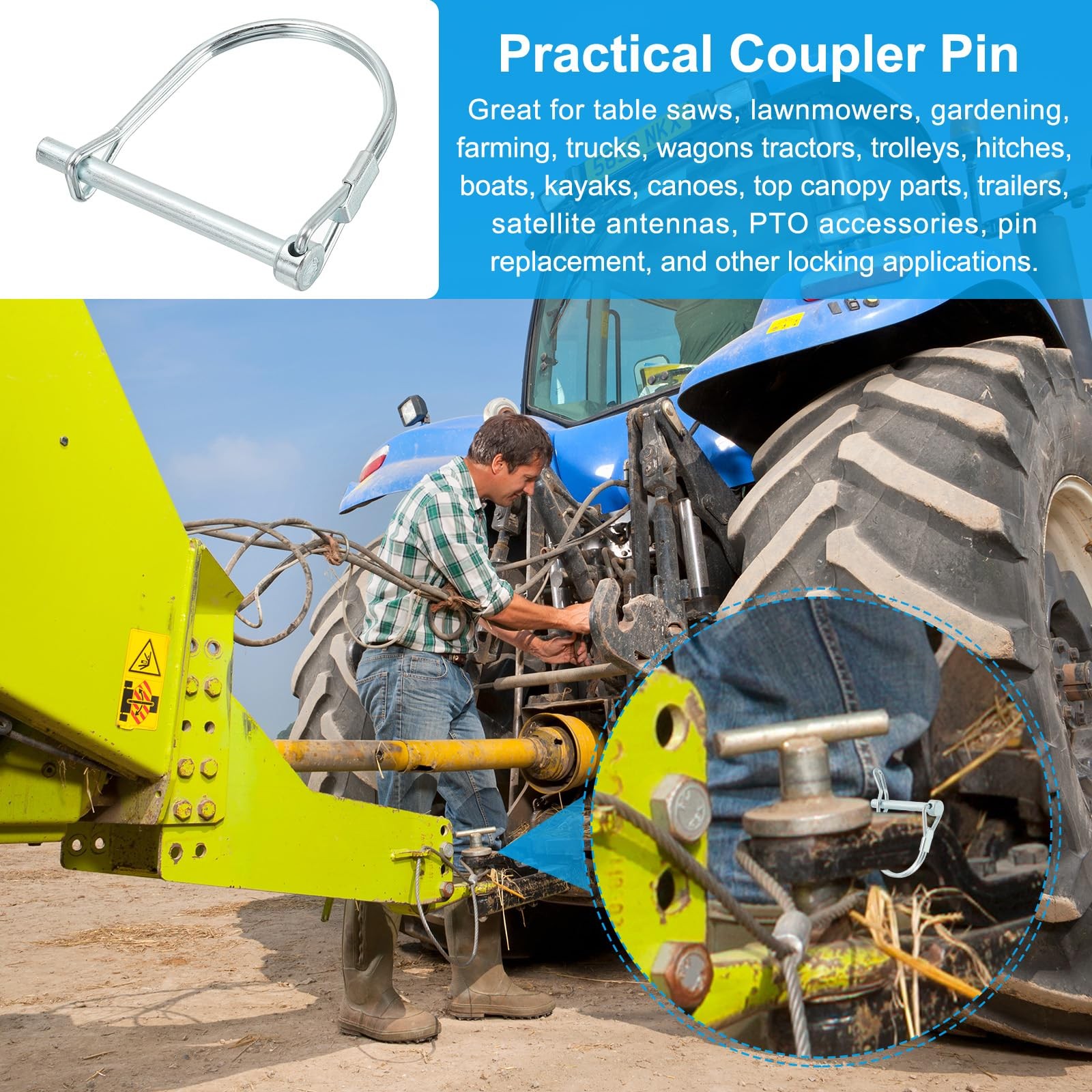 PATIKIL Trailer Coupler Pin 3/16x2x1.65(D*L*IW), 4 Pcs Wire Lock Pin Safety Shaf