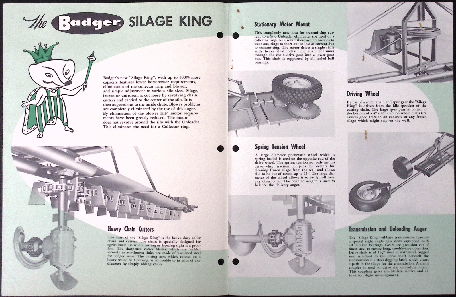1950s Badger Silage King Brochure Blueprint Badger Northland Inc Kaukauna WI