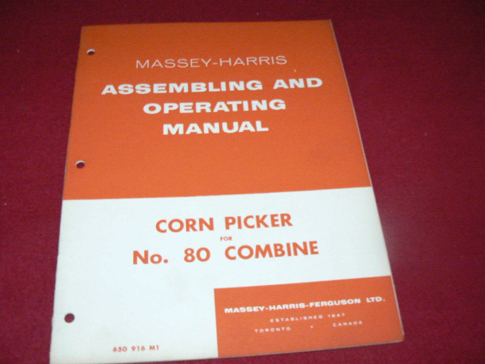 Massey Ferguson Corn Picker for 80 Combine Operator’s Manual