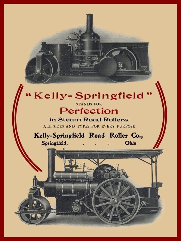 1906 Kelly Springfield Road Roller, Springfield, OhiO New Metal Sign: 9×12″