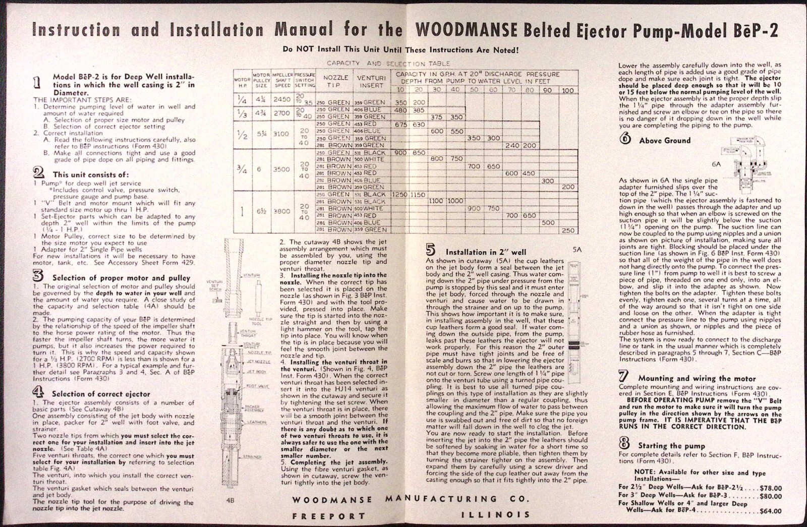 1950s Woodmanse BEP Belted Ejector Pump Brochure Woodmanse Manufacturing Co