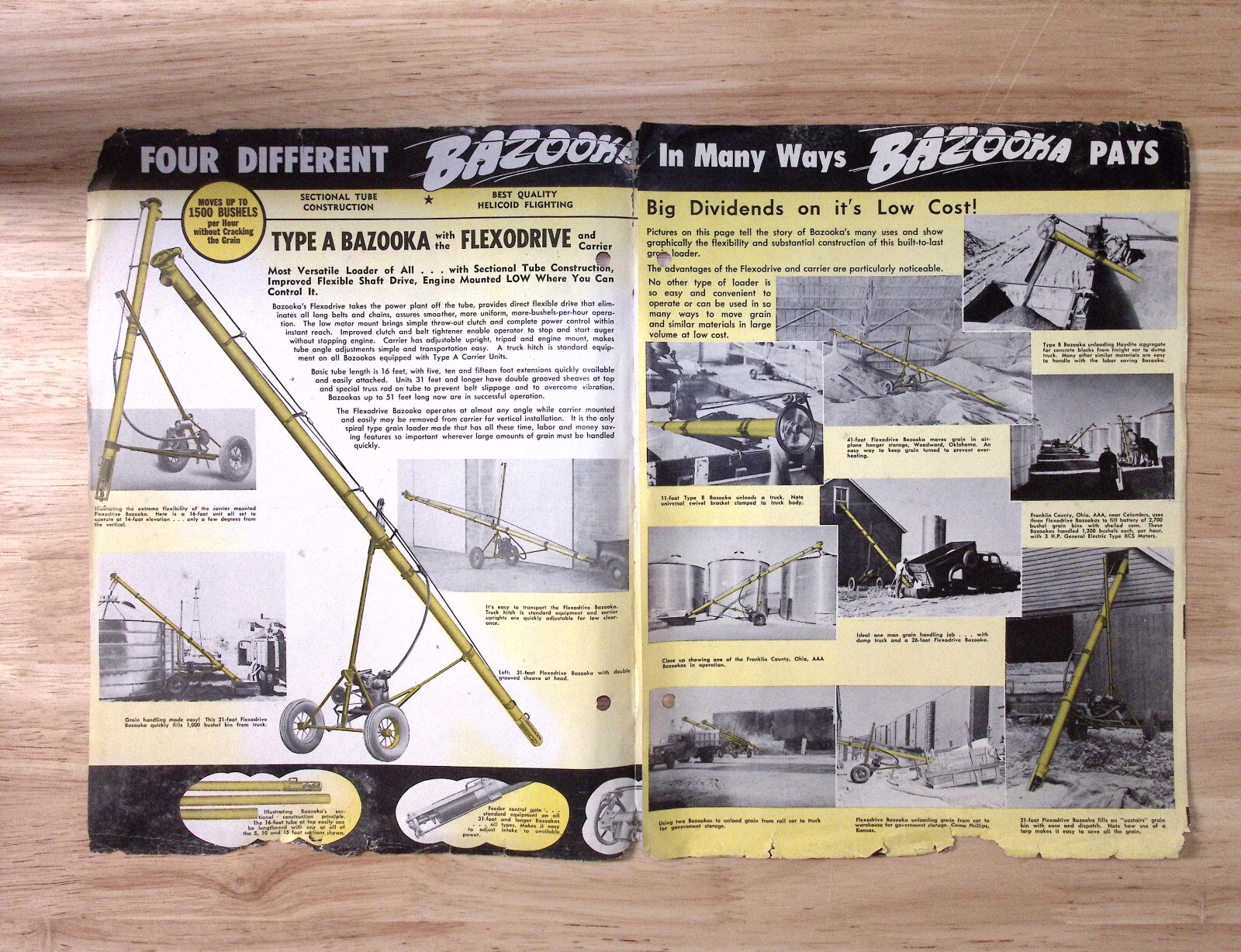 1953 Bazooka Spiral Grain Loaders Flexodrive Brochure Wyatt Mfg Co Salina KS