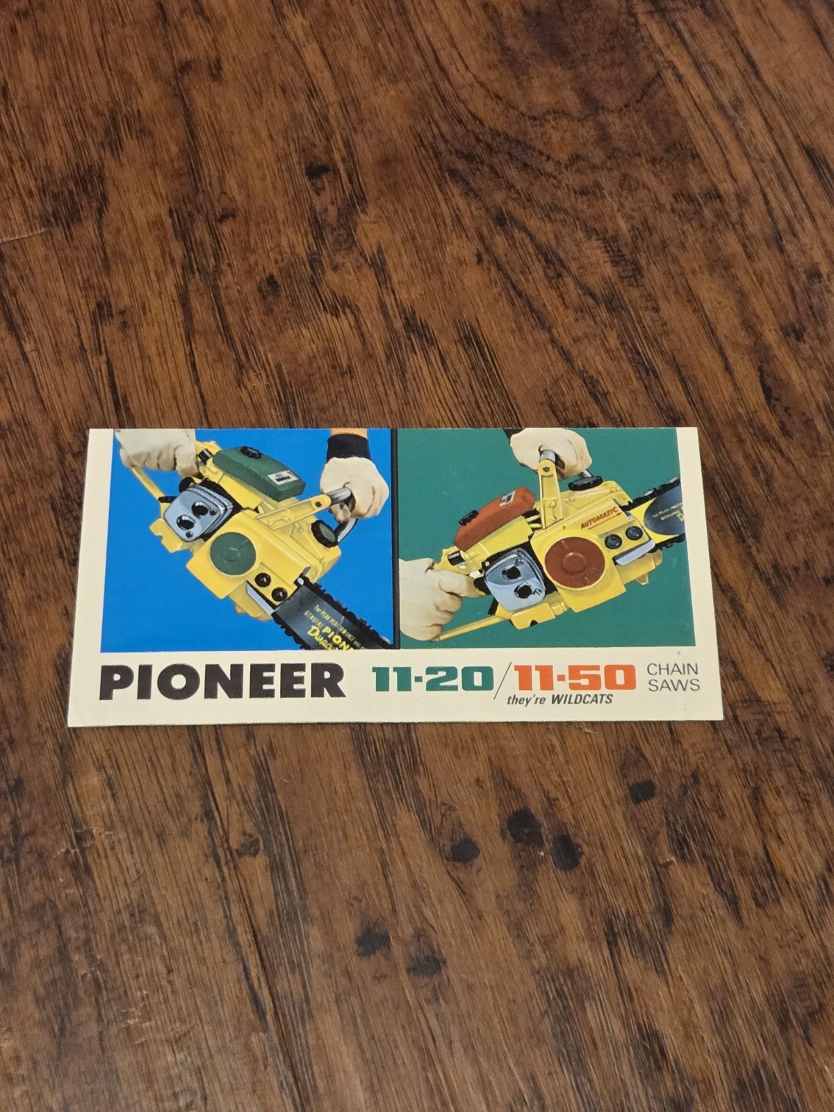 Vintage 1960’s OMC Made Pioneer Chainsaw Brochure For 11-20 & 11-50 “Wildcats”