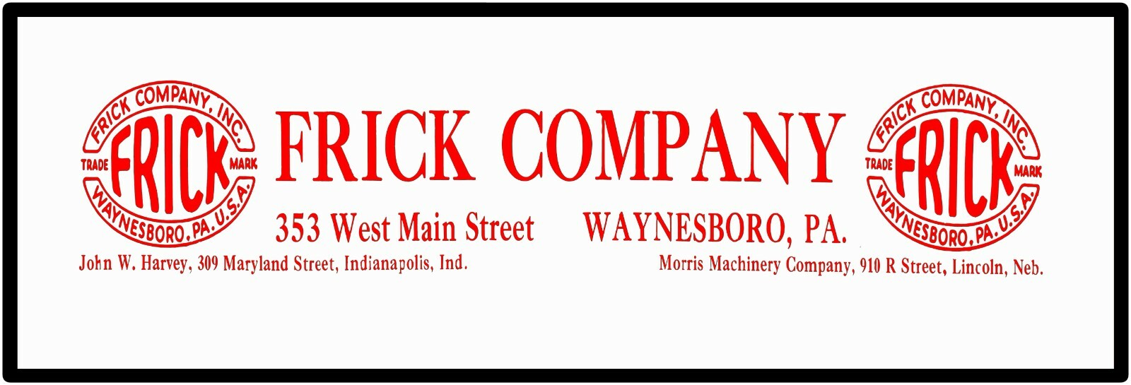 Frick Farm Machinery of Waynesboro Sign 12″ x 36″ USA STEEL XL Size – 4 POUNDS!