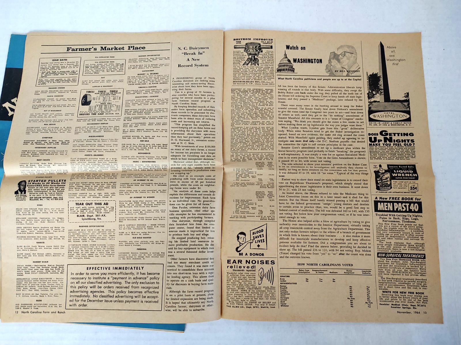 2 Vintage 1964 North Carolina Farm and Ranch Newsletters Articles Advertising