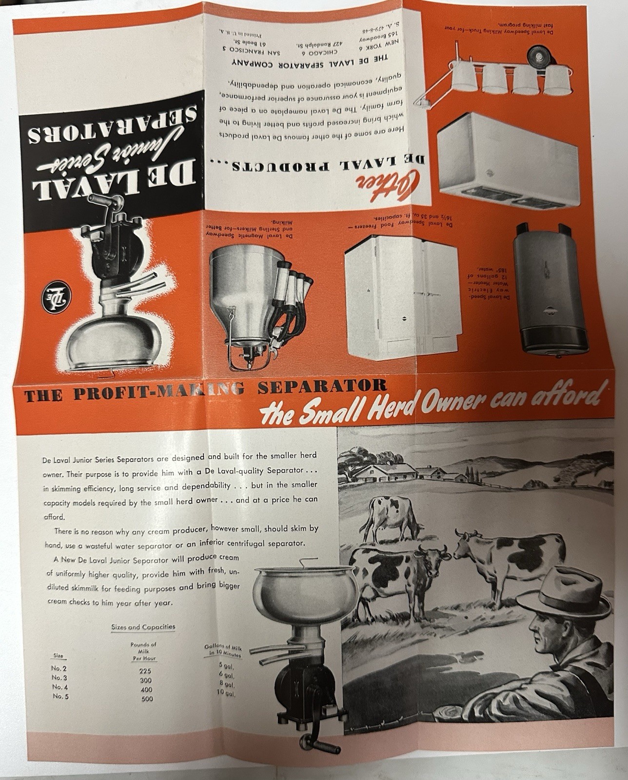 1950’s De Laval Junior Series Cream Separators pamphlet (22A)
