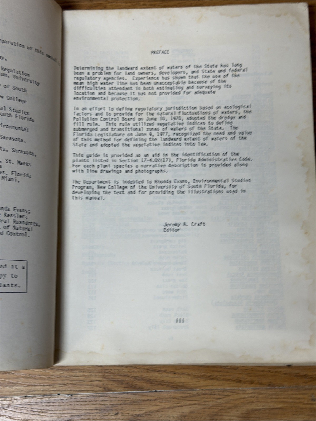 1979 State Of FL Dept Of Environmental Regulation Guide To Wetland Plants Manual