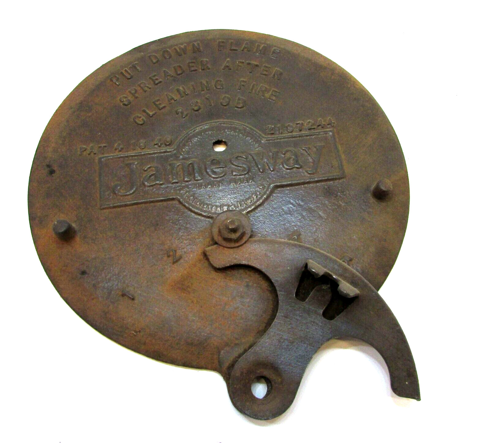 Primitive 1940 Jamesway Poultry Brooder House Cast Iron Stove Door 8″ dia Lid