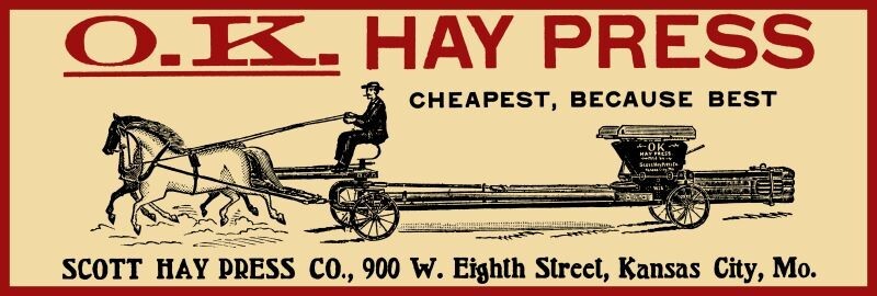 Scott OK Hay Press of Kansas City NEW Sign: 12×36″ USA STEEL XL Size – 4 lbs.