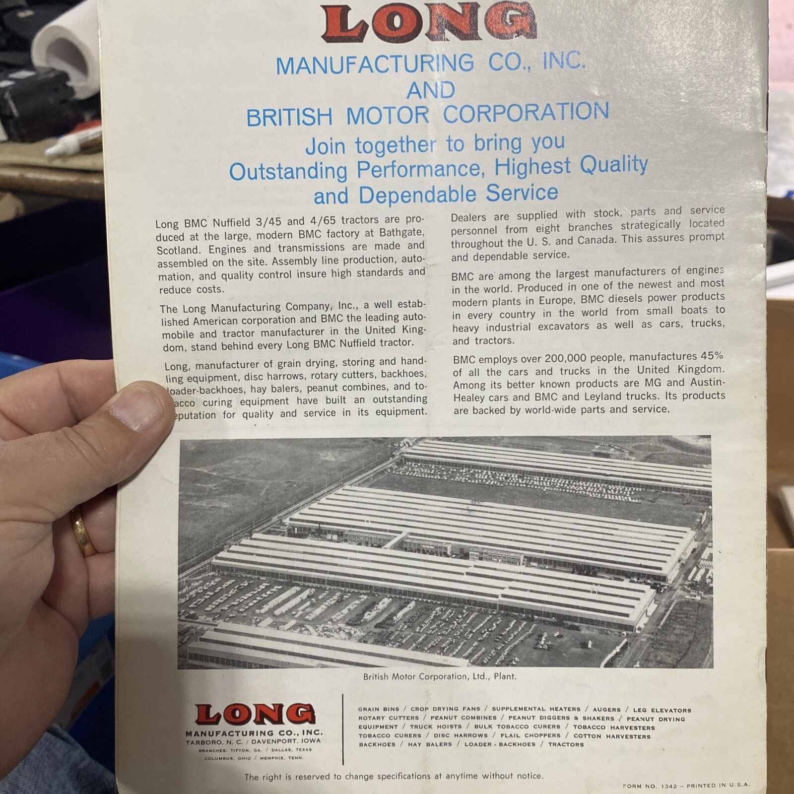 Vintage, Rare Long BMC Nuffield Tractors Brochure