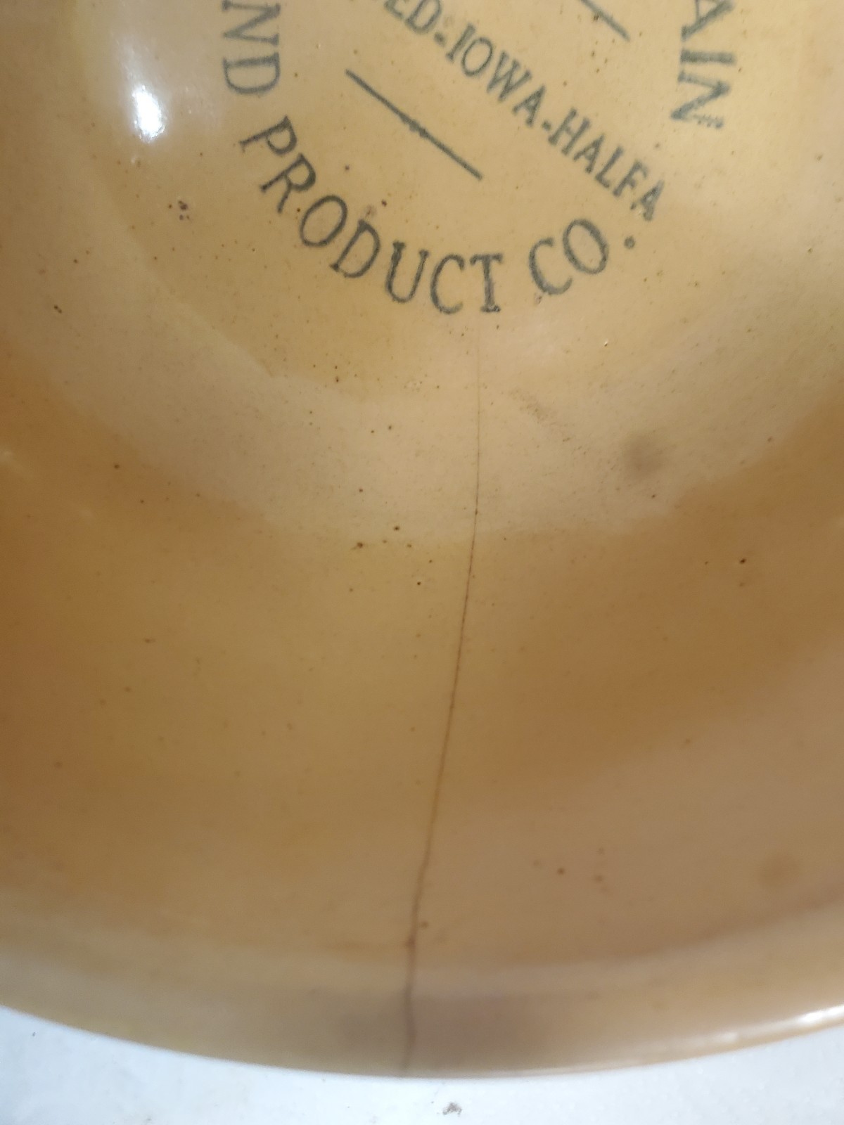 9″ Stoneware Bowl Co-op Grain And Product Company Ringstead Halfa Iowa Cracked
