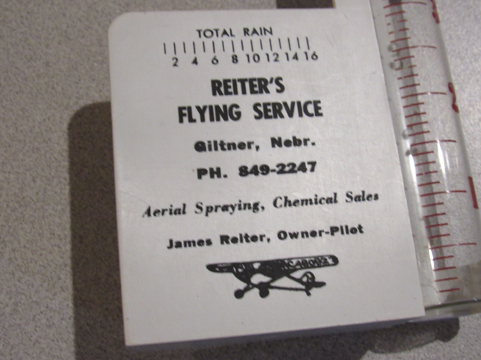 Vintage Reiter’s Flying Service Rain Gauge Recorder Glass Farmer Crop Dust Rare