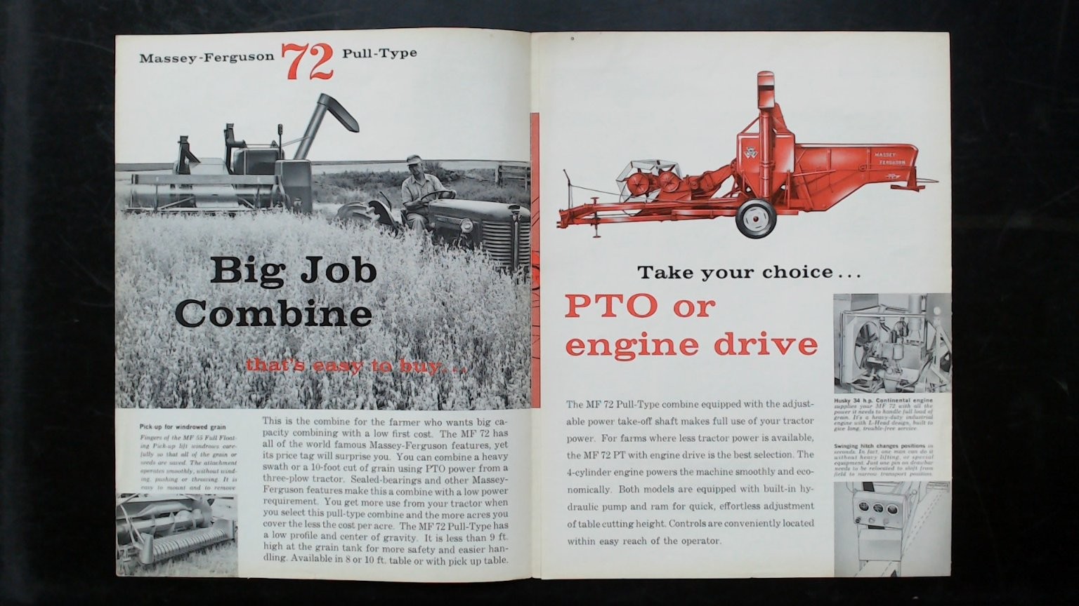 Massey-Ferguson 72 Pull-Type Combine Vintage Agriculture Brochure