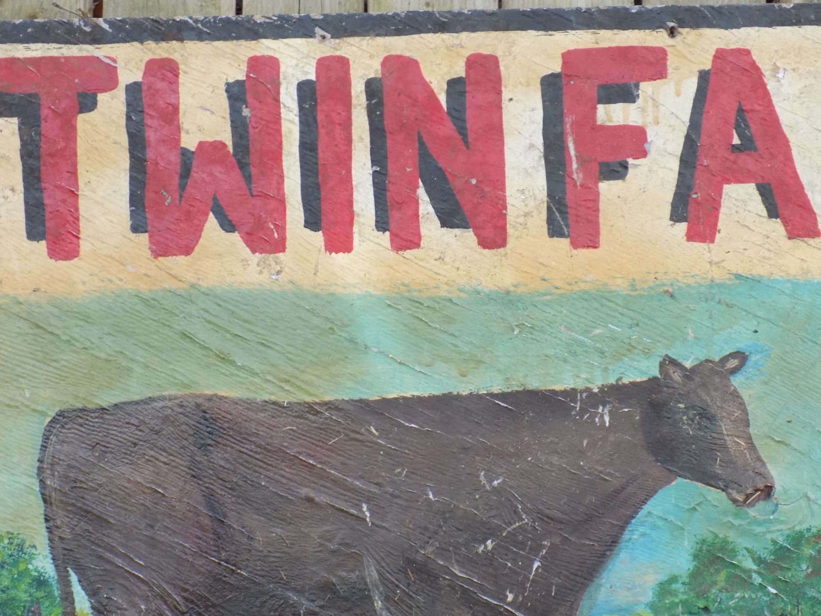 Vintage J & L Twin Farm Reg.. Jerseys Painted Pressed Wood Board Sign
