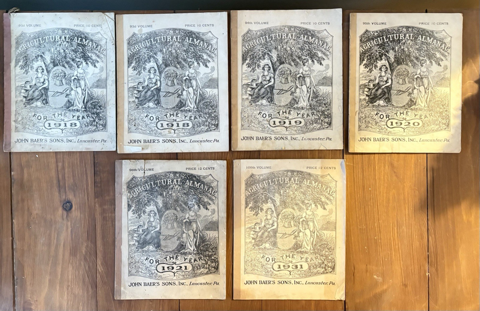Lot Of 23 John Baer’s Agricultural Almanac Lancaster, PA Antique! 1900’s