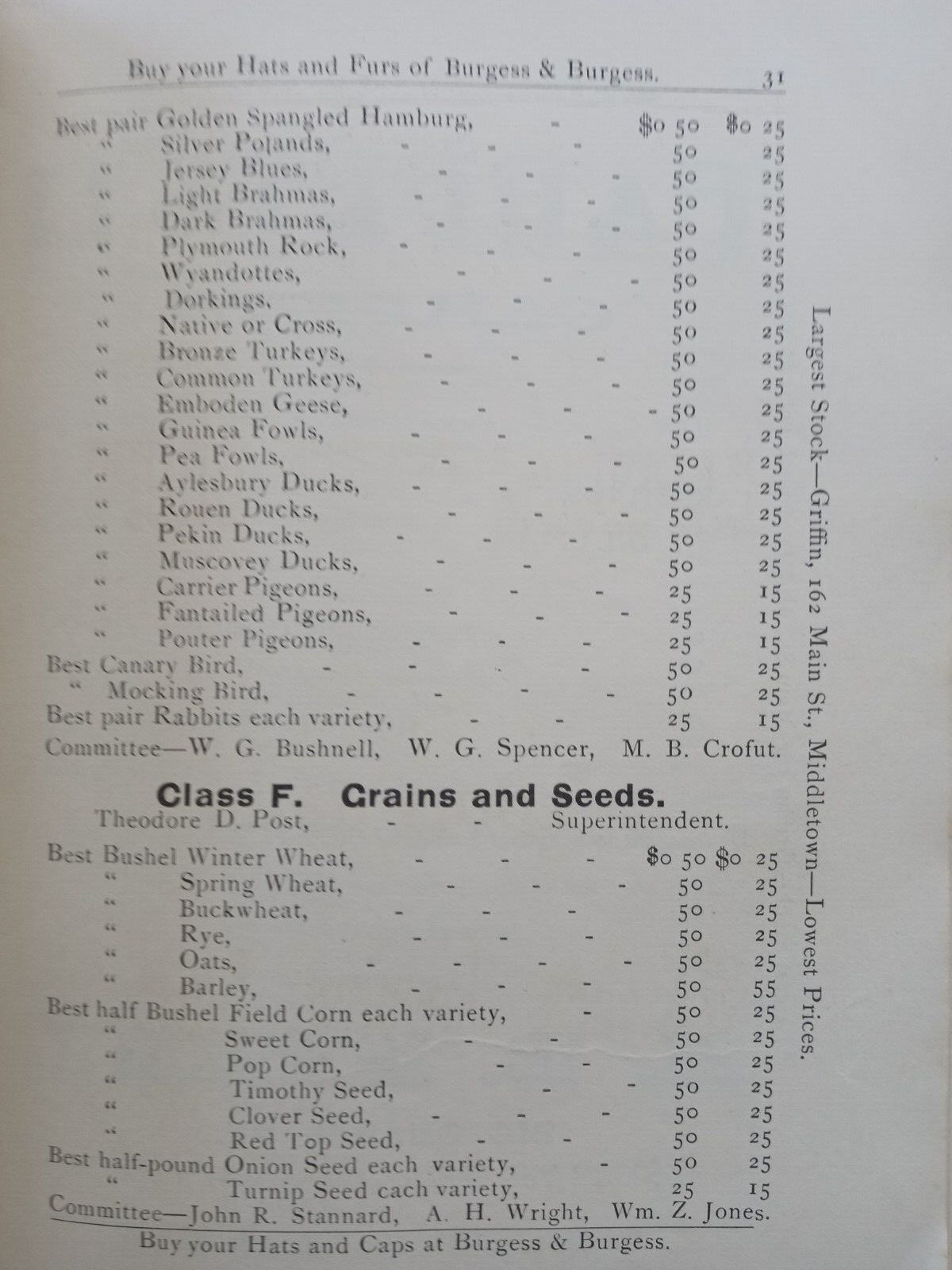 WESTBROOK CT Agricultural Society 1887 Cattle Show & Fair Program 7th Annual
