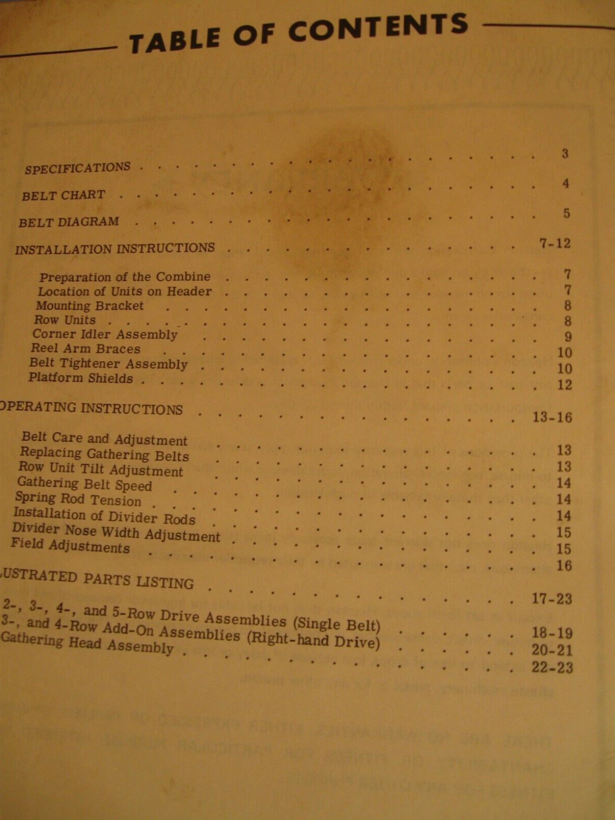 Vintage Operator’s & Owner’s Manuals for the Hesston Row Harvester