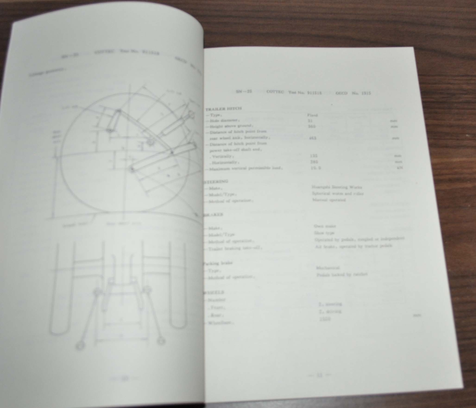 1991 Hubei Test Report Tractor China Specification Brochure Prospekt