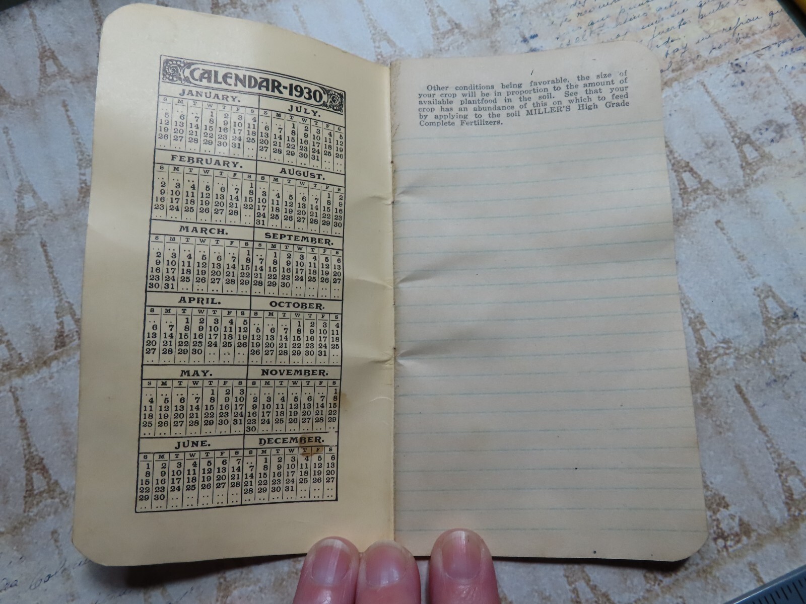 Vintage 1930/31 Advertising Notebook*MILLER’S HIGH GRADE FERTILIZER*Baltimore MD