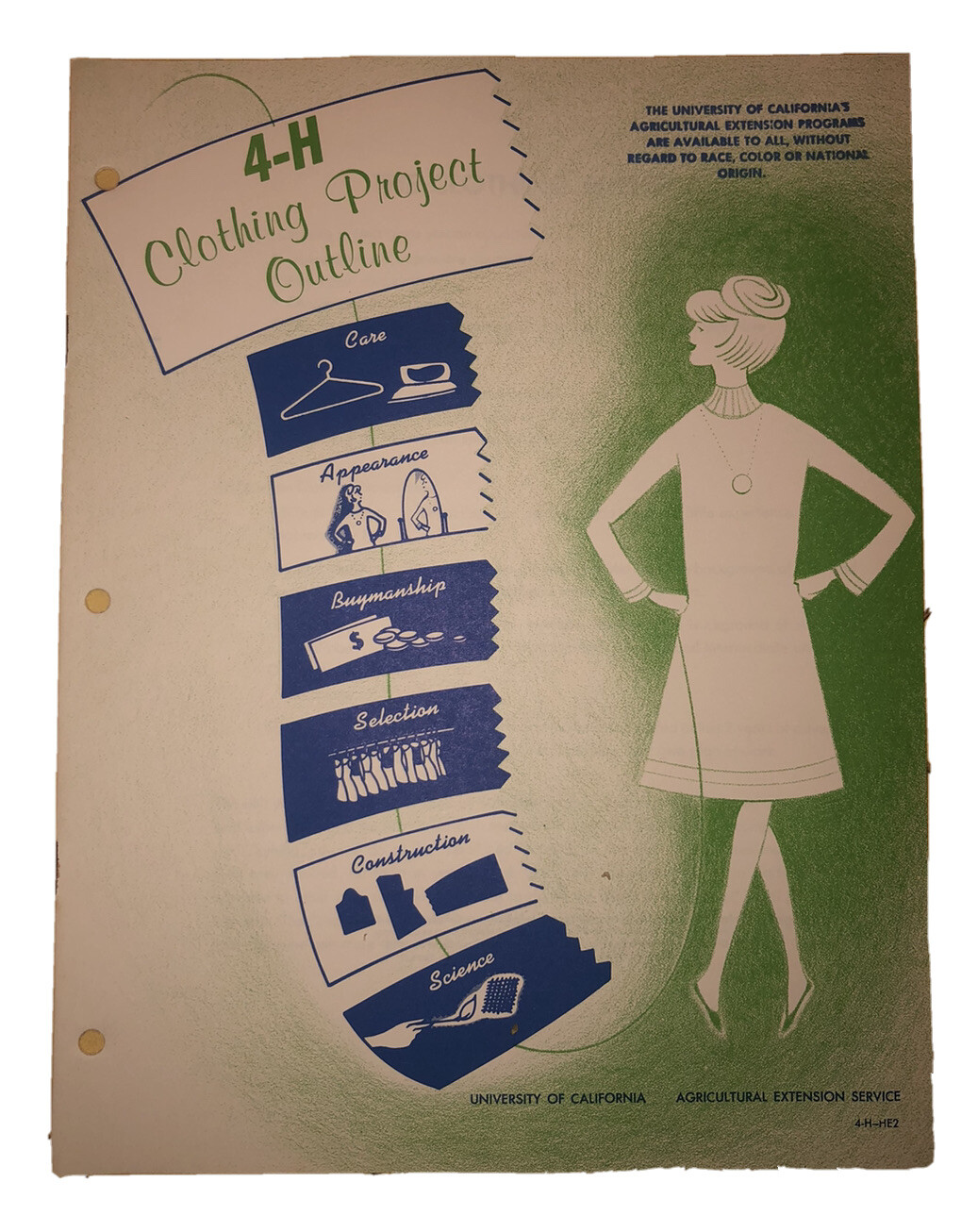 California 4-H Club Clothing Project Outline 1968 *Unused*