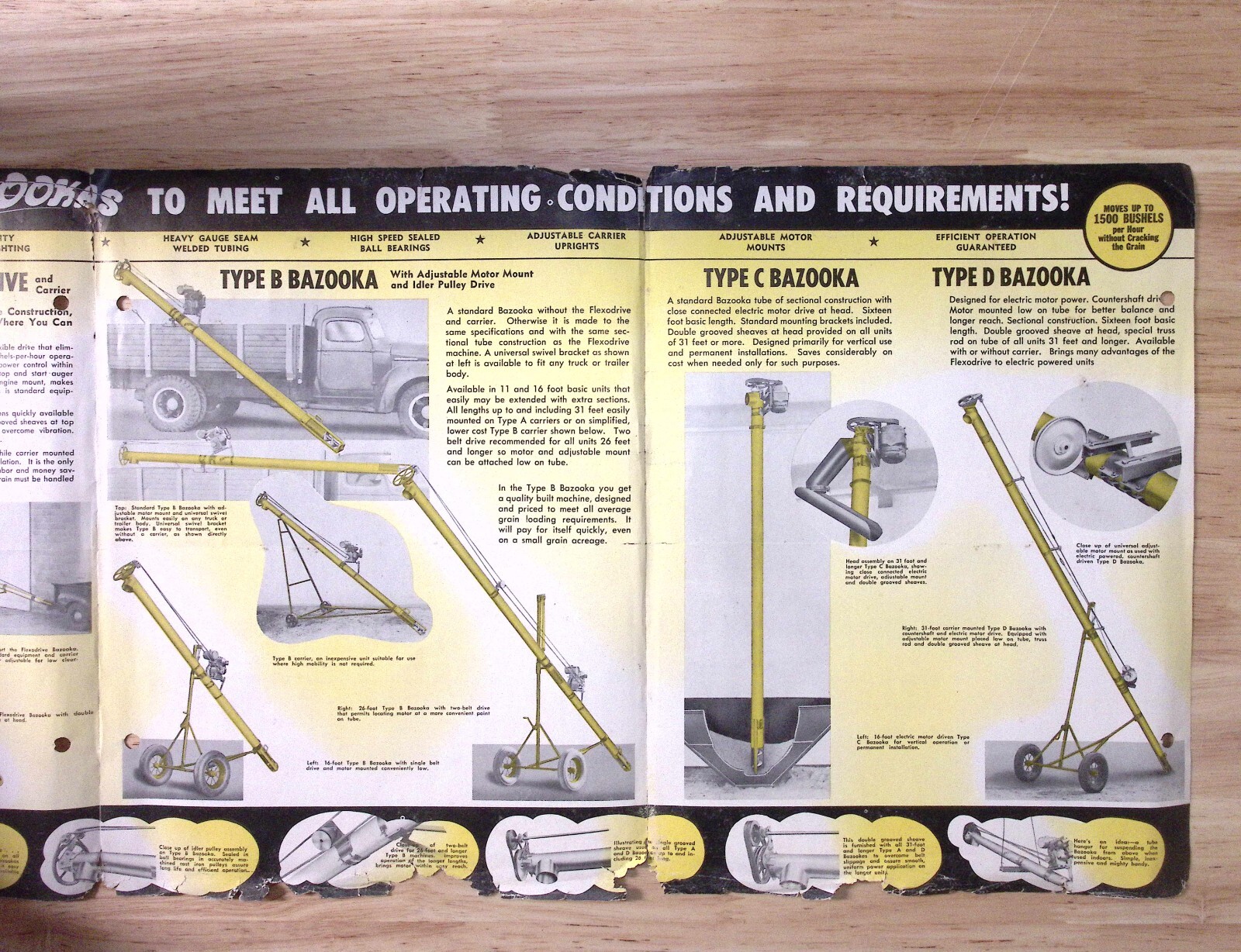 1953 Bazooka Spiral Grain Loaders Flexodrive Brochure Wyatt Mfg Co Salina KS